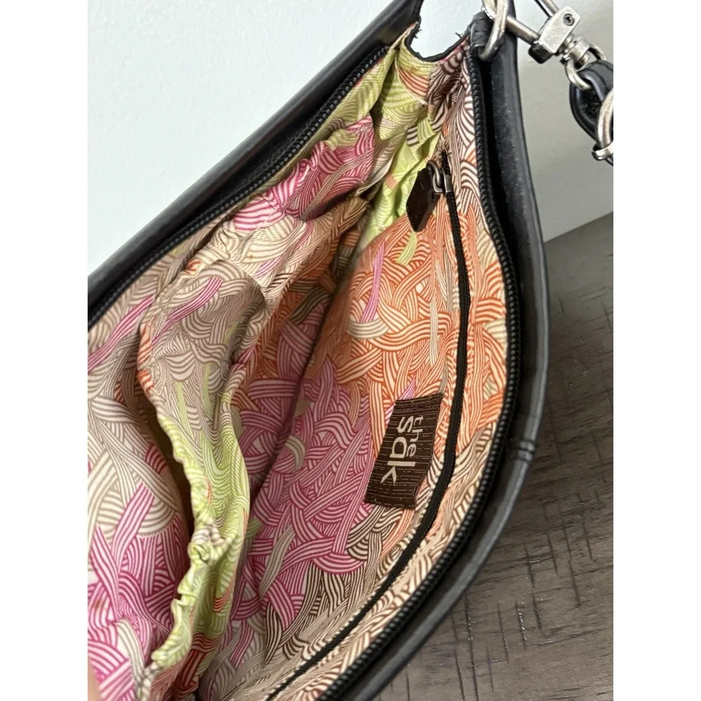 The Sak Iris Leather Three-Way-Wear Crossbody Clutch Black Pebble Leather